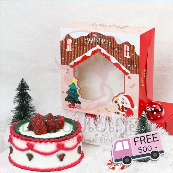 กล่องเค้ก 2 ปอนด์ ลาย Christmas house