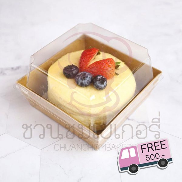 กล่องอาหารจตุรัสเล็ก ฝาใส คราฟท์ SQ-KS