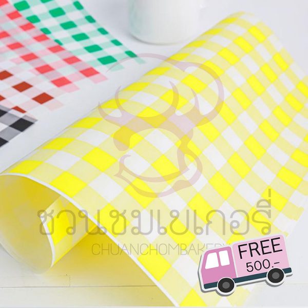 กระดาษห่อแฮมเบอเกอร์ 12x12 นิ้ว ลายสก็อต สีเหลือง