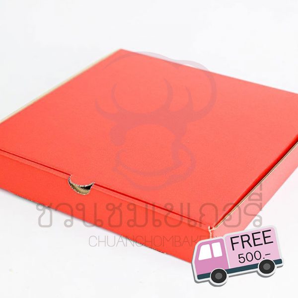 กล่องลูกฟูกพรีเมี่ยม สีแดง 25x25x4 cm.