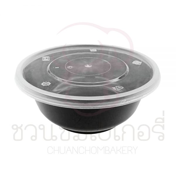 Box guru ชามพลาสติก สีดำ พร้อมฝา 360ml GW-360BK