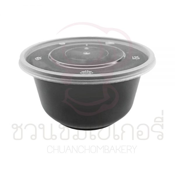 Box guru ชามพลาสติก สีดำ พร้อมฝา 500ml GW-500BK