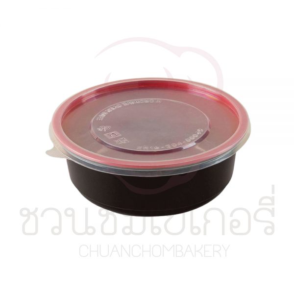 ถ้วยPP เวฟ สีดำแดง พร้อมฝา 600ml B-BT600RB