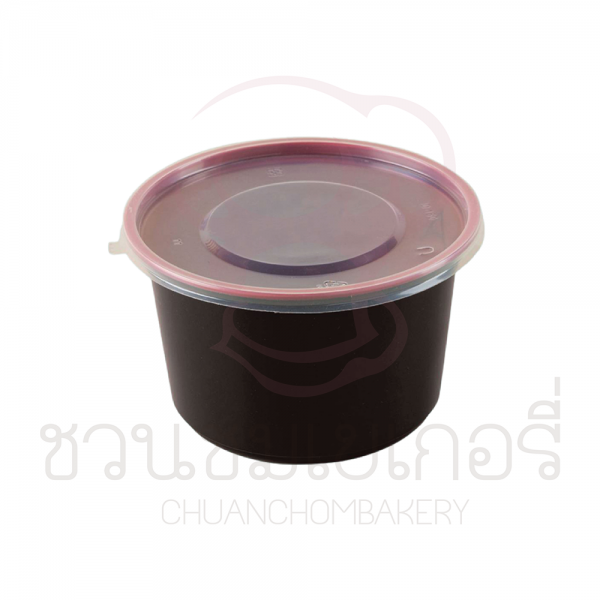 Box Guru ถ้วยPP เวฟสีดำแดงพร้อมฝา 1,000ml B-BT1000RB