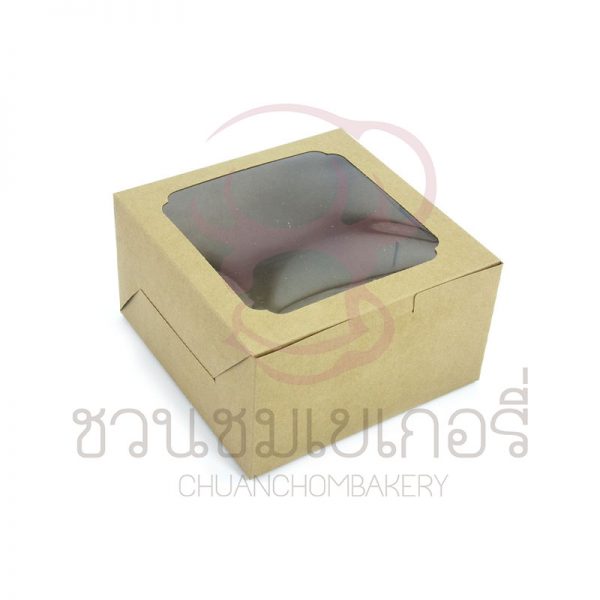 กล่องคัพเค้กคราฟท์เจาะหน้าสี่ช่อง+ฐาน KB03