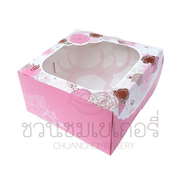 กล่องเค้กทรงสูง 1 ปอนด์ Sweet Floral สีชมพู