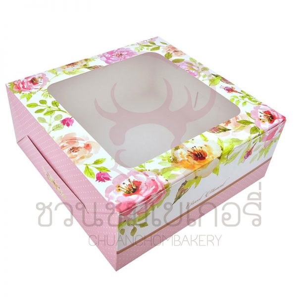 กล่องเค้ก 3 ปอนด์ ลาย Peony สีชมพู รหัส PCB3P0610
