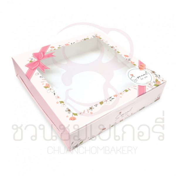 กล่อง2ปอนด์เตี้ยดอกไม้โบว์ชมพู BK90W-001