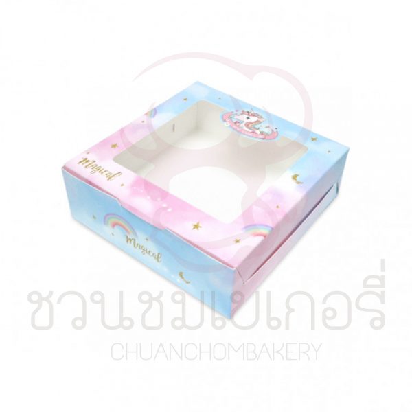 กล่องขนมเปี๊ยะ5ชิ้นยูนิคอนเรนโบว์ BK61W-007
