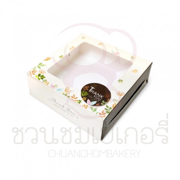 กล่องขนมเปี๊ยะลายใบไม้ครีม BK61W-009