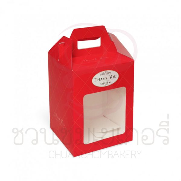 กล่องจัตุรัสลายตารางพื้นแดง BK65W-012