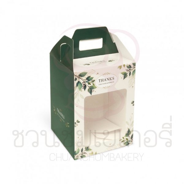 กล่องจัตุรัสลายใบไม้พื้นเขียว BK65W-013