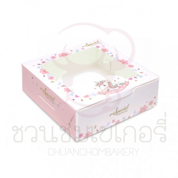 กล่องบราวนี่1ชิ้นยูนิคอนดอกไม้ BK50W-033
