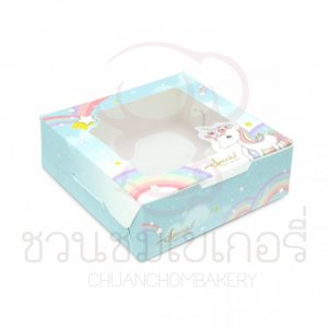 กล่องบราวนี่1ชิ้นยูนิคอนสีฟ้า BK50W-034