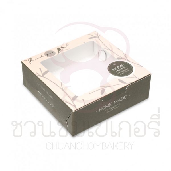 กล่องบราวนี่1ชิ้นลายกิ่งไม้พื้นน้ำตาล BK50W-047