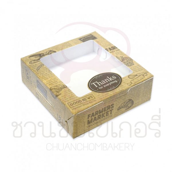 กล่องบราวนี่1ชิ้นลายเบเกอรี่พื้นน้ำตาล BK50W-049