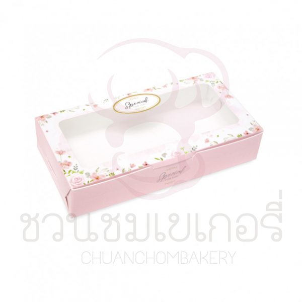 กล่องบราวนี่2ชิ้นลายกุหลาบสีชมพู BK34W-034