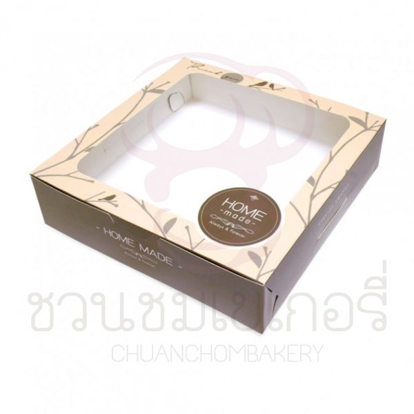 กล่องบราวนี่4ชิ้นลายกิ่งไม้พื้นน้ำตาล BK22W-030