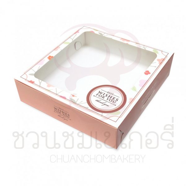 กล่องบราวนี่4ชิ้นลายดอกไม้หลากสี BK22W-033