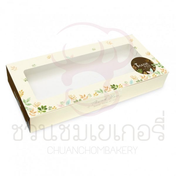 กล่องบราวนี่6ชิ้นใบไม้หลากสีพื้นครีม BK62W-017