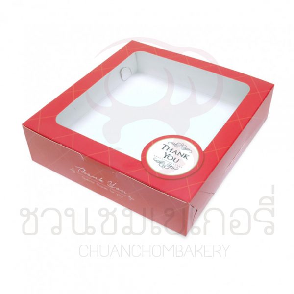 กล่องบราวนี่ลายตารางพื้นแดง BK22W-032