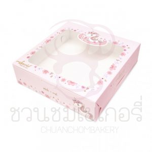 กล่องบราวนี่ลายยูนิคอนดอกไม้ BK22W-023