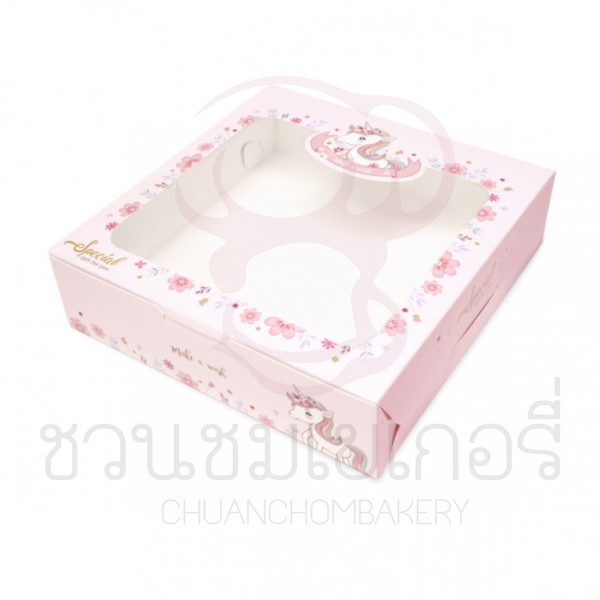 กล่องบราวนี่ลายยูนิคอนดอกไม้ BK22W-023