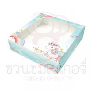 กล่องบราวนี่ลายยูนิคอนโบว์ BK22W-024