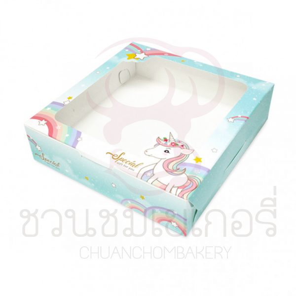 กล่องบราวนี่ลายยูนิคอนโบว์ BK22W-024