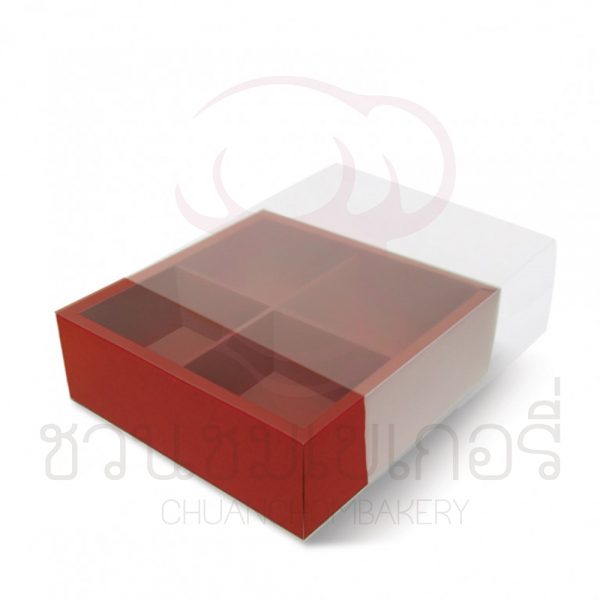 กล่องฝาสไลด์4ช่องสีแดง(ไม่ขึ้นรูป) BB06W-NF-001-RD