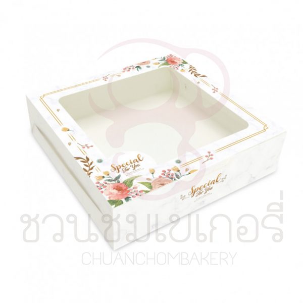 กล่องเค้ก1ปอนด์เตี้ยลายหินอ่อน BK60W-009