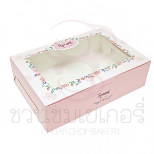 กล่องเค้กโบราณกุหลาบพื้นชมพู BK86W-001