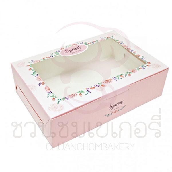 กล่องเค้กโบราณกุหลาบพื้นชมพู BK86W-001