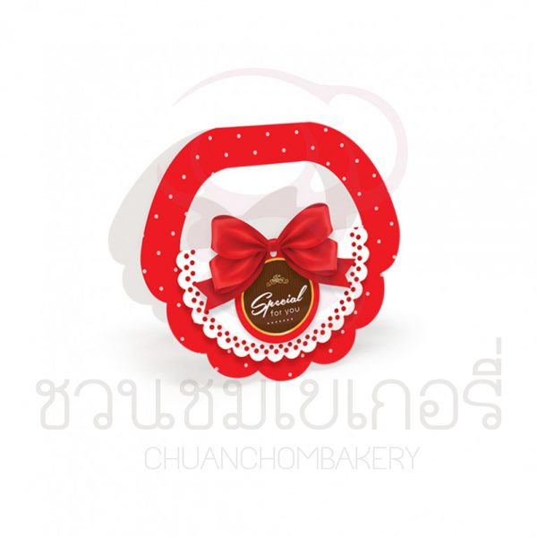 หัวแขวน5นิ้วกระเช้าโบว์แดงพื้นจุด BK16-098