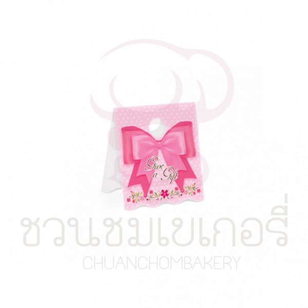 หัวแขวนถุงขนม1.5"โบว์ชมพู BK05-003