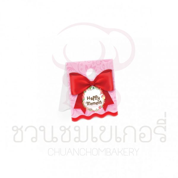 หัวแขวนถุงขนม1.5"โบว์แดงพื้นชมพู BK05-004