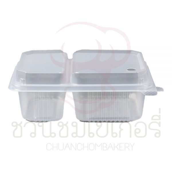 กล่องอาหาร 2 ช่องตัวสีใส + ฝาใสขนาด 750 ml ฝาล็อค รหัส H7502M1