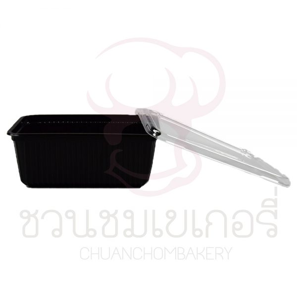 กล่องอาหาร 1 ช่องตัวสีดำ + ฝาใสขนาด1000 ml ฝาล็อค รหัส HB10001M1