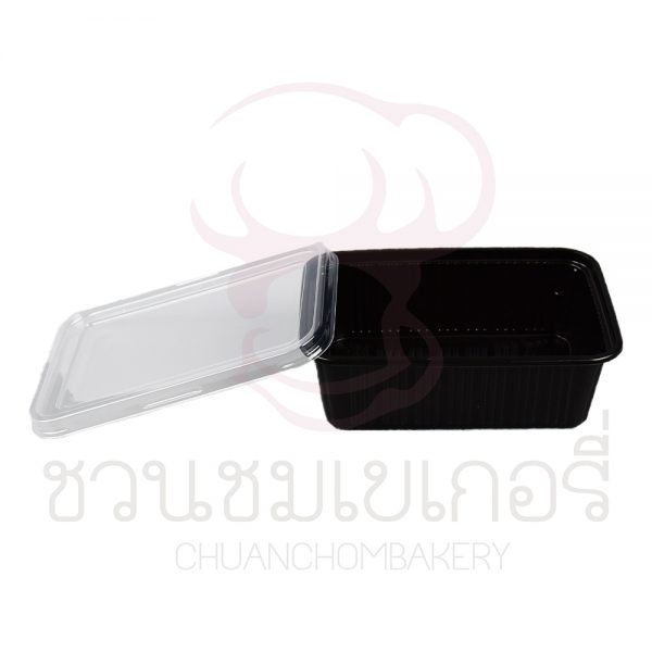 กล่องอาหาร 1 ช่องตัวสีดำ + ฝาใสขนาด 750 ml ฝาล็อค รหัส HB7501M1