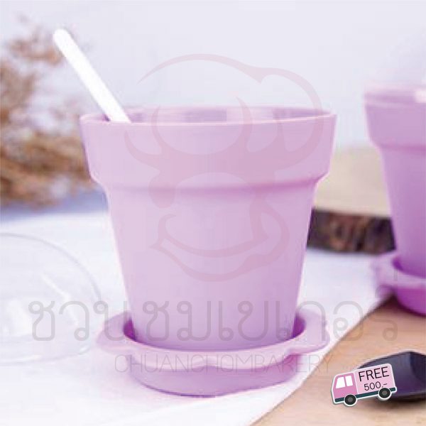 ถ้วยไอศครีม กระถางม่วง พร้อมฝาโดม+ฐานรอง+พลั่วตัก รหัส 1901095