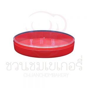 กล่องพลาสติก ทรงวงรีใหญ่ สีแดง ชนิดแข็ง  C-0311