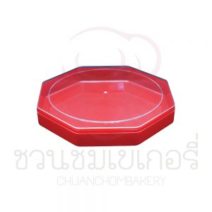 กล่องพลาสติกแปดเหลี่ยม ชนิดแข็ง-สีแดง C-1007