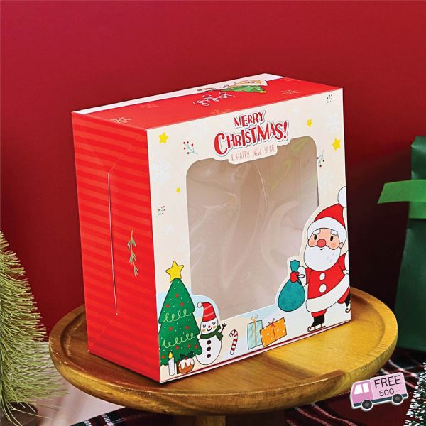 กล่องสแน็คหน้าต่าง ลาย santa and friends 02 15 x 15 x 7.5 ซม. รหัส 0403076