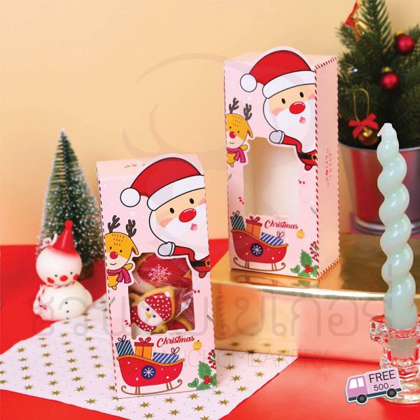 กล่องใส่พายสับปะรด ลาย Santa Gift 8x18x5.5 ซม. รหัส 0605054