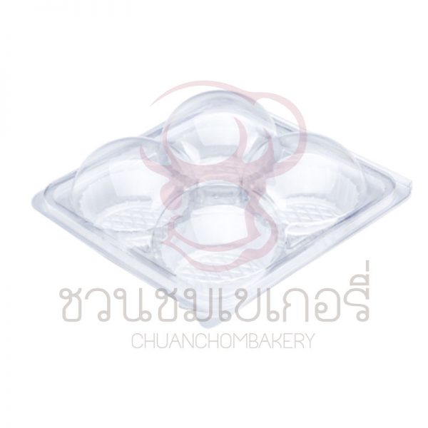 E78 กล่อง 4 หลุม ฝาพับ ฐานใส+ฝาใส บรรจุ 100 ใบ