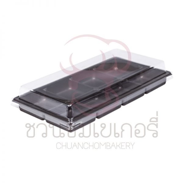 E81 กล่อง 8 หลุม ฐานน้ำตาล+ฝาใส บรรจุ 50 ใบ