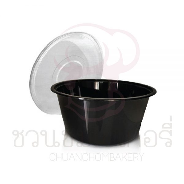 Eici ชามกลมดำพลาสติกพร้อมฝา รุ่น 450ml 25 ใบ รหัส 8855051149404