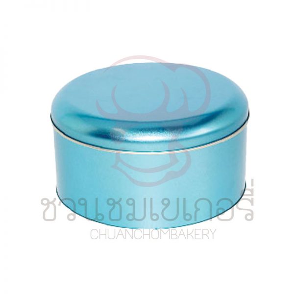 กล่องเหล็กกลม สีฟ้า 210 กรัม ขนาด138x73 mm รหัส BM2711BL