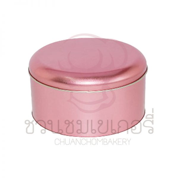 กล่องเหล็กกลม สีชมพู 210 กรัม ขนาด138x73 mm รหัส BM2711P