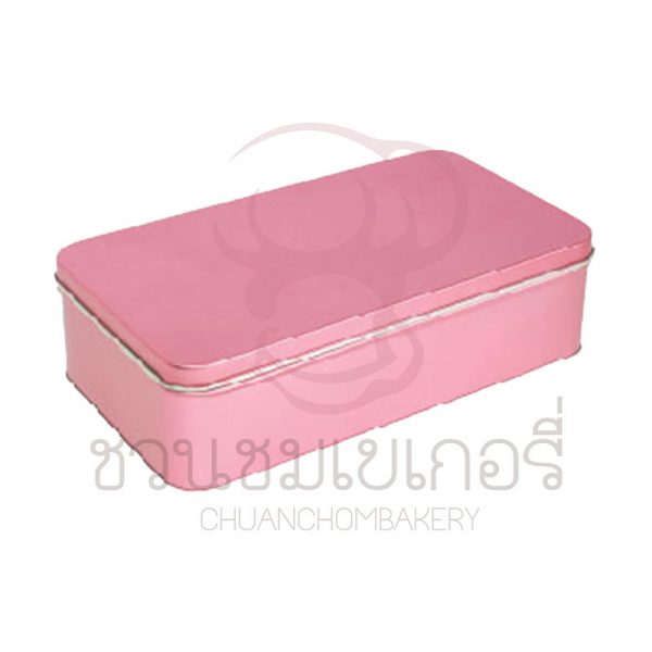 กล่องเหล็กสี่เหลี่ยม ขนมไหว้พระจันทร์ สีชมพู ขนาด114x202x56mm รหัส BM2718P